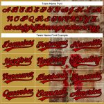 Personalized Old Gold Red-Black 3D Pattern Design Gothic Style Rose Authentic Baseball Jersey Team Custom Name and Number