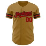Personalized Old Gold Red-Black Authentic Baseball Jersey