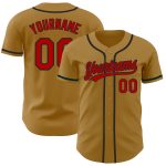 Personalized Old Gold Red-Black Authentic Baseball Jersey Team Custom Name and Number