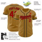 Personalized Old Gold Red-Black Authentic Baseball Jersey Team Custom Name and Number