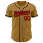 Personalized Old Gold Red-Black Authentic Baseball Jersey Team Custom Name and Number