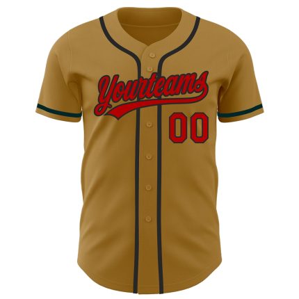 Personalized Old Gold Red-Black Authentic Baseball Jersey Team Custom Name and Number