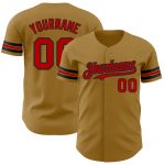 Personalized Old Gold Red-Black Authentic Baseball Jersey