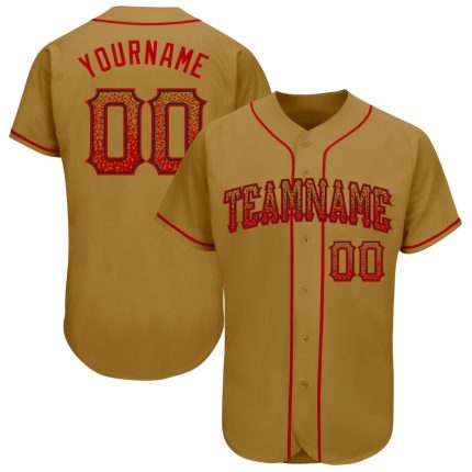 Personalized Old Gold Red-Black Authentic Drift Fashion Baseball Jersey Team Custom Name and Number