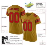 Personalized Old Gold Red-Black Mesh Authentic Football Jersey Team Custom Name and Number