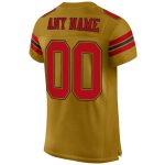 Personalized Old Gold Red-Black Mesh Authentic Football Jersey Team Custom Name and Number