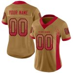 Personalized Old Gold Red-Black Mesh Drift Fashion Football Jersey Team Custom Name and Number