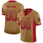 Personalized Old Gold Red-Black Mesh Drift Fashion Football Jersey Team Custom Name and Number