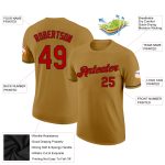 Personalized Old Gold Red-Black Performance T-Shirt Team Custom Name and Number