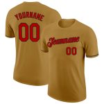 Personalized Old Gold Red-Black Performance T-Shirt Team Custom Name and Number