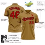 Personalized Old Gold Red-Black Performance Vapor Golf Polo Shirt Team Custom Name and Number
