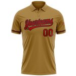 Personalized Old Gold Red-Black Performance Vapor Golf Polo Shirt Team Custom Name and Number