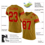 Personalized Old Gold Red Mesh Authentic Football Jersey Team Custom Name and Number