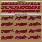 Personalized Old Gold Red-Navy 3 Colors Arm Shapes Authentic Baseball Jersey Team Custom Name and Number