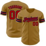 Personalized Old Gold Red-Navy Authentic Baseball Jersey