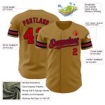 Personalized Old Gold Red-Navy Authentic Baseball Jersey