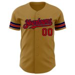 Personalized Old Gold Red-Navy Authentic Baseball Jersey