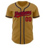 Personalized Old Gold Red-Navy Authentic Baseball Jersey Team Custom Name and Number