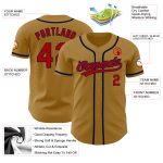 Personalized Old Gold Red-Navy Authentic Baseball Jersey Team Custom Name and Number