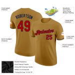 Personalized Old Gold Red-Navy Performance T-Shirt Team Custom Name and Number