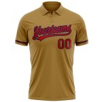Personalized Old Gold Red-Navy Performance Vapor Golf Polo Shirt Team Custom Name and Number