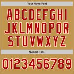 Personalized Old Gold Red Pinstripe White Two-Button Unisex Softball Jersey Team Custom Name and Number