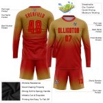 Personalized Old Gold Red Sublimation Long Sleeve Fade Fashion Soccer Uniform Jersey Team Custom Name and Number