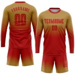 Personalized Old Gold Red Sublimation Long Sleeve Fade Fashion Soccer Uniform Jersey Team Custom Name and Number
