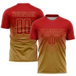 Personalized Old Gold Red Sublimation Soccer Uniform Jersey Team Custom Name and Number