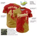 Personalized Old Gold Red-White 3D Pattern Design Abstract Brush Stroke Authentic Baseball Jersey Team Custom Name and Number
