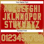 Personalized Old Gold Red-White 3D Pattern Design Abstract Brush Stroke Performance T-Shirt Team Custom Name and Number