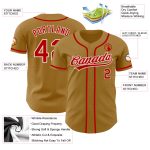 Personalized Old Gold Red-White Authentic Baseball Jersey