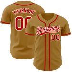 Personalized Old Gold Red-White Authentic Baseball Jersey