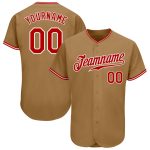 Personalized Old Gold Red-White Authentic Baseball Jersey Team Custom Name and Number