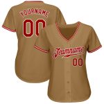 Personalized Old Gold Red-White Authentic Baseball Jersey Team Custom Name and Number