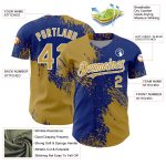 Personalized Old Gold Royal-White 3D Pattern Design Abstract Brush Stroke Authentic Baseball Jersey Team Custom Name and Number