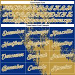 Personalized Old Gold Royal-White 3D Pattern Design Abstract Brush Stroke Performance T-Shirt Team Custom Name and Number