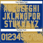 Personalized Old Gold Royal-White 3D Pattern Design Abstract Brush Stroke Performance T-Shirt Team Custom Name and Number