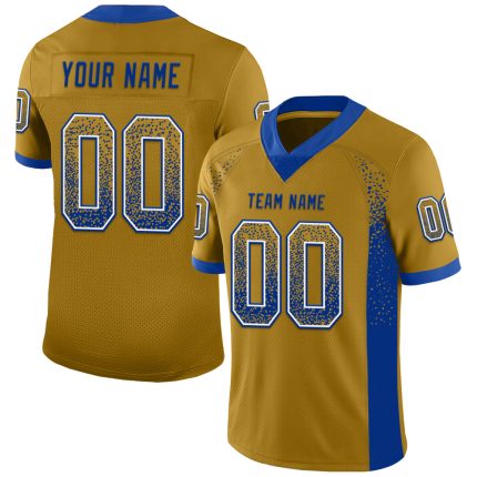Personalized Old Gold Royal-White Mesh Drift Fashion Football Jersey Team Custom Name and Number