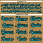 Personalized Old Gold Teal-Black Hockey Lace Neck Jersey Team Custom Name and Number