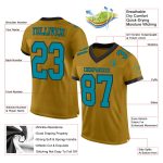 Personalized Old Gold Teal-Black Mesh Authentic Football Jersey