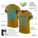 Personalized Old Gold Teal-Black Mesh Authentic Football Jersey Team Custom Name and Number