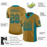 Personalized Old Gold Teal-Black Mesh Drift Fashion Football Jersey Team Custom Name and Number