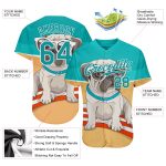 Personalized Old Gold Teal-White 3D Pattern Design Puppy Pug Authentic Baseball Jersey Team Custom Name and Number