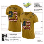 Personalized Old Gold Vintage USA Flag-Black Mesh Authentic Football Jersey Team Custom Name and Number