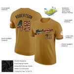 Personalized Old Gold Vintage USA Flag-Black Performance T-Shirt Team Custom Name and Number