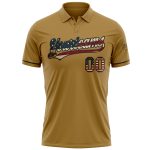 Personalized Old Gold Vintage USA Flag-Black Performance Vapor Golf Polo Shirt Team Custom Name and Number