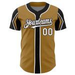 Personalized Old Gold White-Black 3 Colors Arm Shapes Authentic Baseball Jersey Team Custom Name and Number