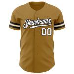 Personalized Old Gold White-Black Authentic Baseball Jersey Team Custom Name and Number