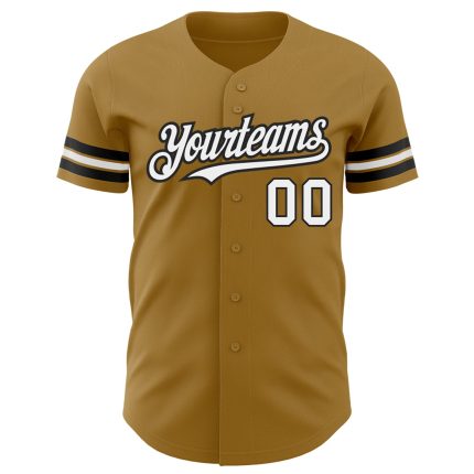Personalized Old Gold White-Black Authentic Baseball Jersey Team Custom Name and Number